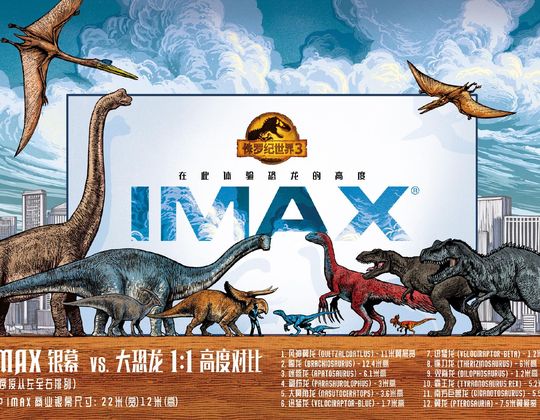 IMAX公佈《侏罗纪世界3》限定款表演藝術海報 爬行動物與IMAX熒幕比身高